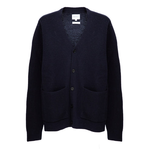 Norse Project sLoki Wool Cotton Rib Cardigan Dark Navy N45-0618